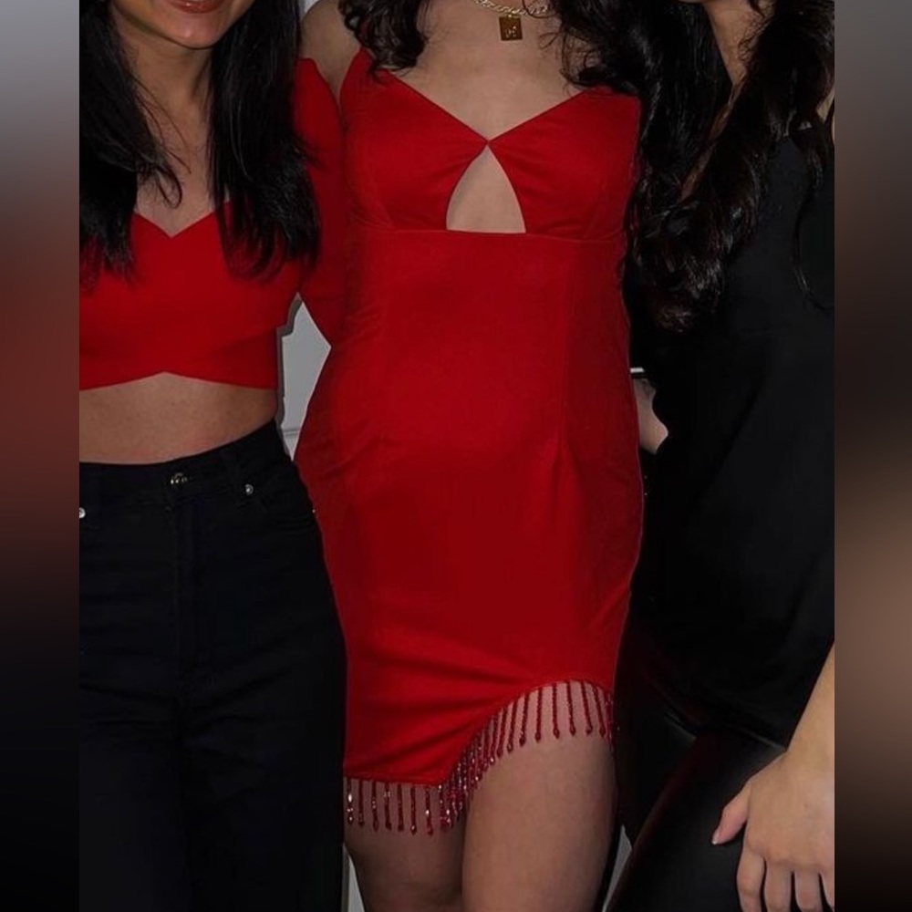 Red mini dress